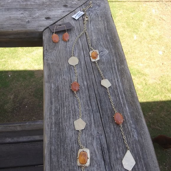 NWT CHICOS Norma long statement  Necklace matching earrings set - Picture 15 of 16